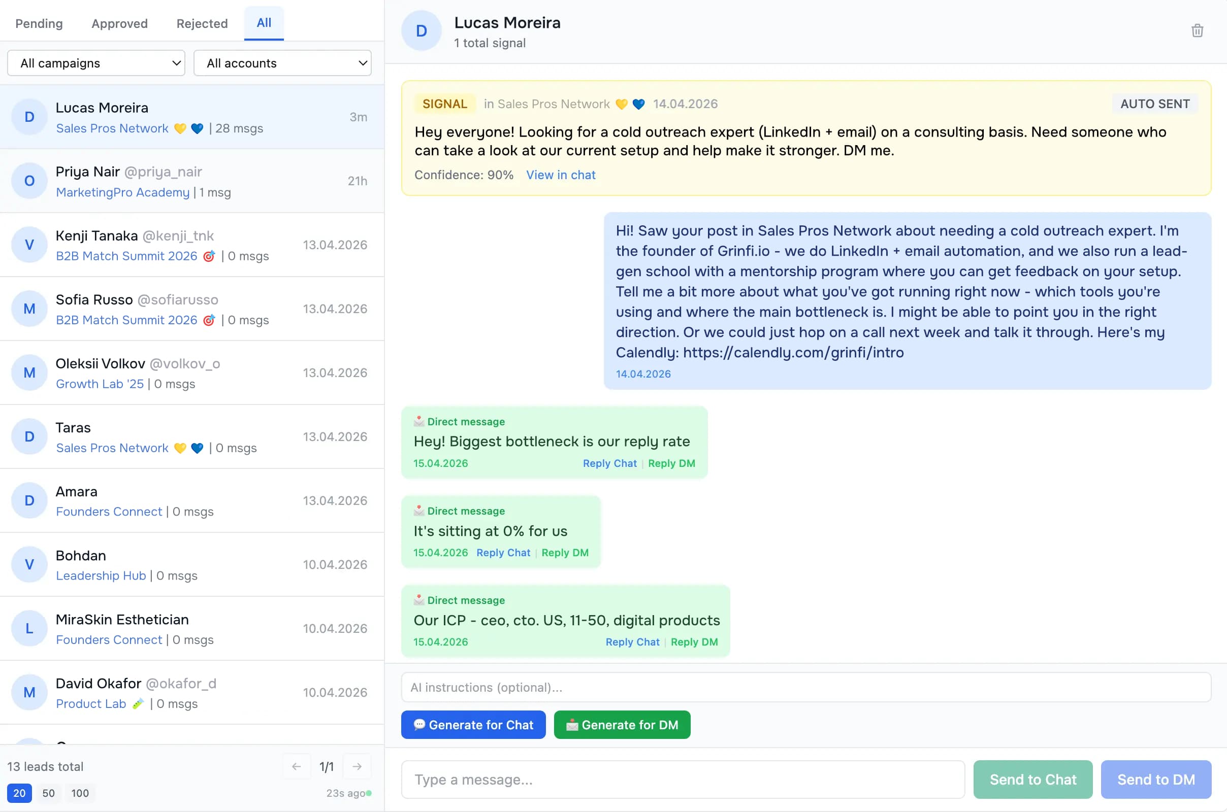Telegrin messenger inbox